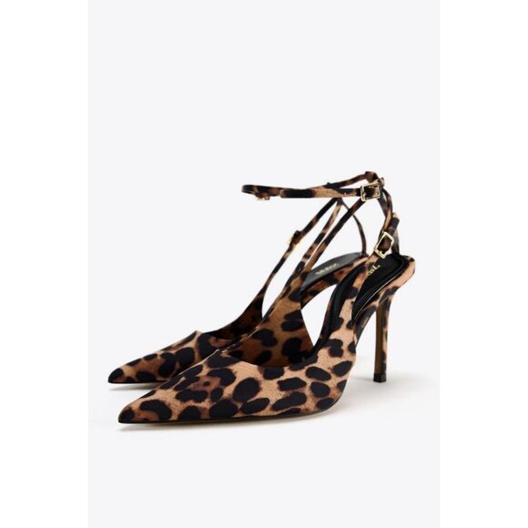 ZARA ANIMAL PRINT SLINGBACK HIGH HEELS - Picture 1 of 7